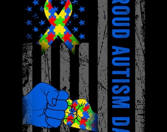 Proud Autism Dad PNG: American Flag Awareness Design