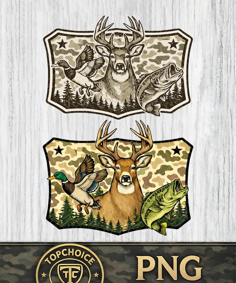 Hunting Fishing PNG | Camouflage Deer Duck Bass Design | Whitetail Buck ...