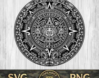 アステカ マヤ カレンダー svg、マヤ SVG カット ファイル、アステカ