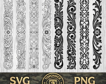 Ornate Scroll Border SVG | Baroque Laser Cut Frame DXF | Filigree Border PNG Bundle | Elegant Frame Cut File | Vintage Flourish | Cricut