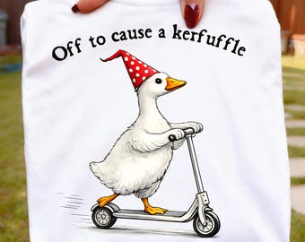 Off To Cause A Kerfuffle PNG, Funny Goose Scooter, Kerfuffle Goose Scooter Goose  lover png