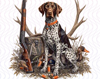German Shorthaired Pointer PNG, Camo Flag Hunting Dog PNG, Camo German Shorthaired Pointer Cooler Retro Style Digital download