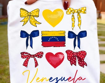 Venezuelan Flag Bows Pride Women Girls PNG, Proud Venezuelan Girls Great Hispanic Heritage (Digital Download)