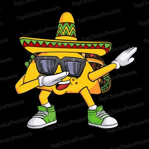 Tamponner Taco PNG Cinco de Mayo, fête mexicaine, Fiesta Kids Dabbing Taco PNG, famille assortie
