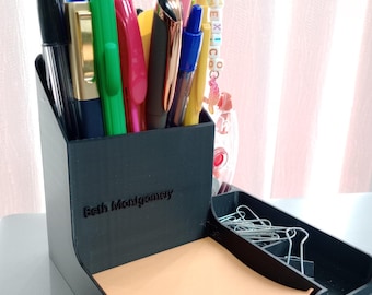 Gepersonaliseerde bureauopberger: houder voor pennen, plaknotities en paperclips