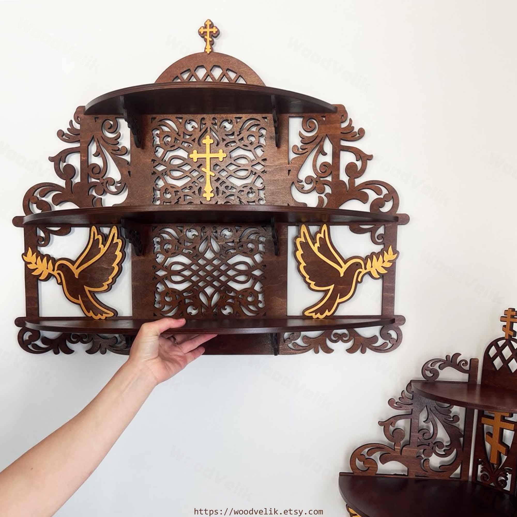 Floating Shelf Wood Iconostasis | Christian Altar Catholic Orthodox ...