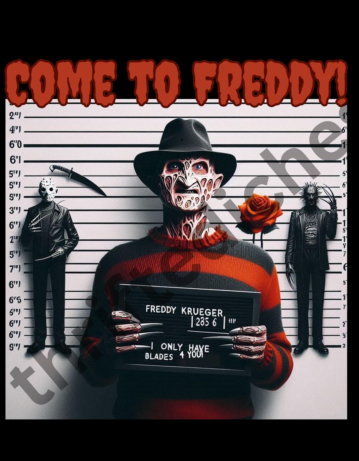 Come To Freddy horror Movie PNG Retro Scary Mugshot Halloween Shirt come-to-freddy-horror-movie-png-retro-scary-mugshot-halloween-shirt