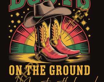 Western Juneteenth PNG: Cowboy Boot, Black Cowgirl Design