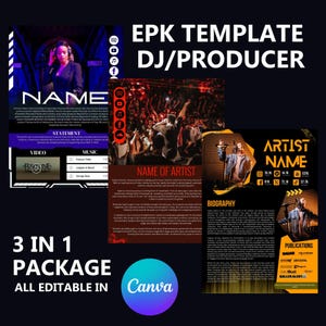 Elektroniskt presskitpaket (3 mallar) | Direktnedladdning EPK för DJ:s, producenter, musiker