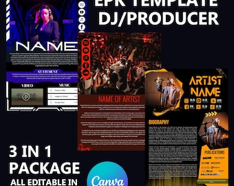 Electronic Press Kit Bundle (3 Templates) | Instant Download EPK for DJs, Producers, Musicians