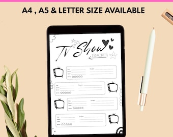 TV Show Tracker Printable: Journal & Planer-Seite (A4/A5/Letter)