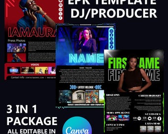 Electronic Press Kit Bundle (3 Templates) | Instant Download EPK for DJs, Producers, Musicians