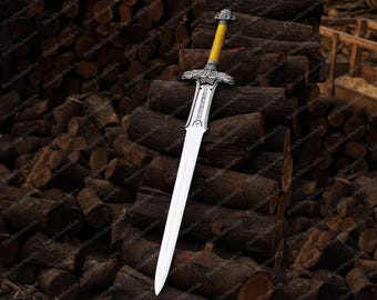 Ręcznie robiony stalowy miecz wikingów: średniowieczna replika ze skórzaną pochwą