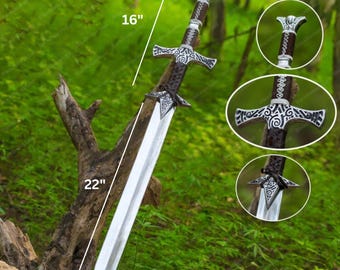 Replica della spada a due mani di Skyrim forgiata a mano: accessorio per cosplay di Dragonborn