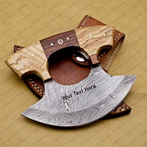 Cuchillo Ulu personalizado hecho a mano, cortador de Alaska, cuchillo de cocina, cortador de pizza, cuenco Ulu, regalo personalizado para esposo/esposa, regalo para vacaciones