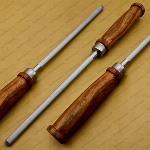 12&#39;&#39; Wood handle Kitchen Honing Steel Knife Sharpening Steel Sharpening Rod Professional Kitchen Tool