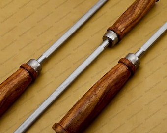 Affilacoltelli in acciaio da 12'': utensile da cucina con manico in legno