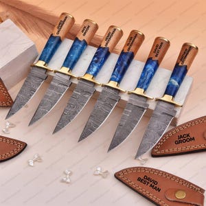 Coltello pieghevole personalizzato in acciaio di Damasco: regalo per lo sposo, manico in palissandro