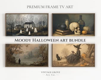 Halloween Frame TV Art, Ghosts and Witches Moody Wall Decor | Samsung Frame TV Digital Download