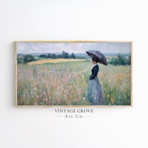 Samsung Frame TV Art, Antique Countryside Scene, Elegant Vintage Painting, Timeless Wall Decor