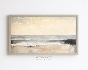 Neutral Coastal Samsung Frame TV Art, Ocean Beach Landscape, Minimalist Seascape, Coastal Digital Art for Frame TV, Modern Wall Art Download
