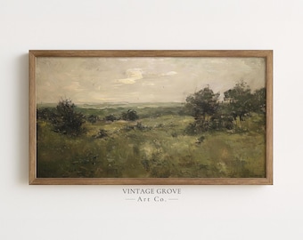 Samsung Frame tv-kunst, humeurige landschapskunst, antiek olieverfschilderij, Landschapsschilderkunst, Europese muurkunst, appartementdecor, kunst voor tv inlijsten
