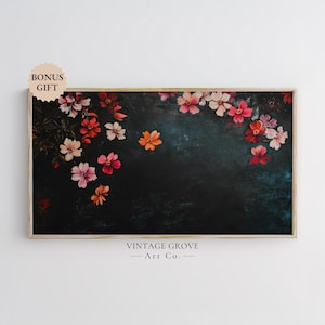 Samsung Frame TV Art, Dark Floral Wall Art, Moody Botanical Painting, Whimsigoth Decor, Vintage Flower Artwork, Frame TV Digital Download