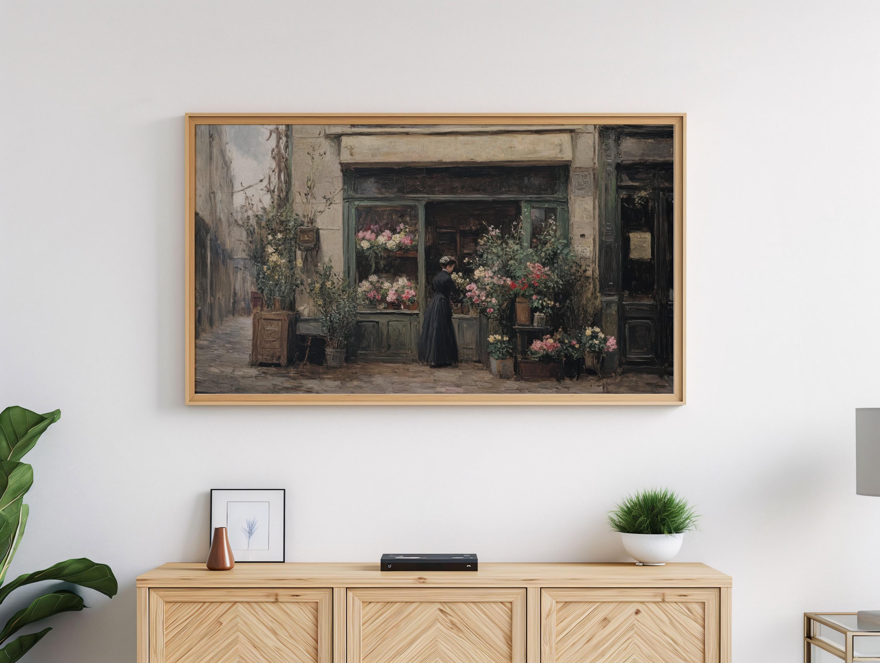 Samsung Frame TV Art, Vintage Flower Market, Dark Cottagecore Art ...