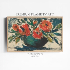 Samsung Frame TV Art, Decorative Flower Painting, Colorful Impasto Art, Moody Wall Art, Flower Painting, Summer Frame TV Art
