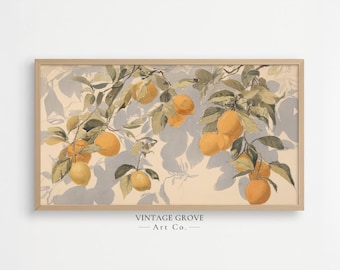 Samsung Frame TV Art, Lemon Painting, Cottage Core Decor, Summer Frame TV Art, Fruit Decor, Lemon Wall Art, Art for Frame TV