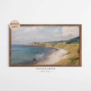 Samsung Frame TV Art, Coastal Painting, Sea Painting, Summer Frame TV Art, Scenic Painting, Coastal Artwork, Apartment Decor