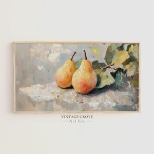 Samsung Frame TV Art, Vintage Pear Still Life, Rustic Kitchen Decor, Classic Oil Painting, Digital Download for Frame TV