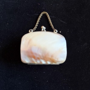 Antique Mother or Pearl - Chatelaine - Victorian - With Chain - Trinket Box
