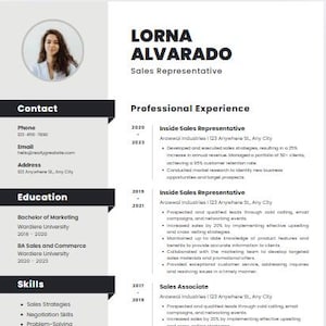 Plantilla de currículum y carta de presentación profesional / Editable en Microsoft Word / Plantilla de CV minimalista moderna / Versión de una página Currículum vitae