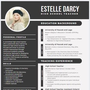 Plantilla de currículum y carta de presentación profesional en negro / Editable en Canva / Moderna y personalizable / Versión de una página / Currículum fácil de editar