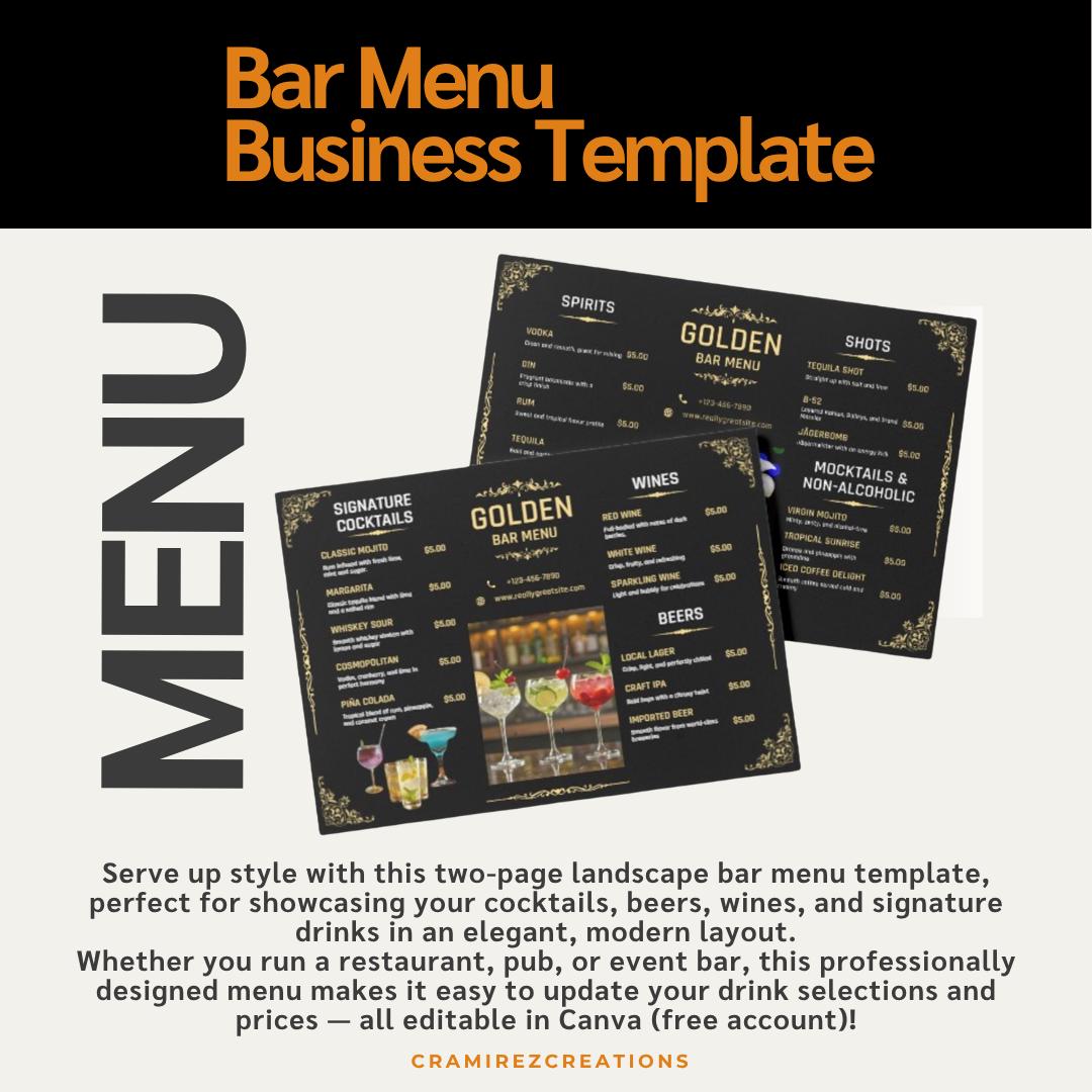 Restaurant Menu Template Landscape