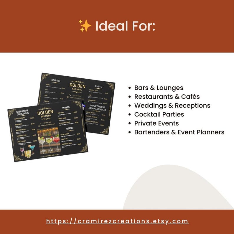 Two-page Bar Menu Template (landscape) | Editable Drink & Cocktail Menu ...