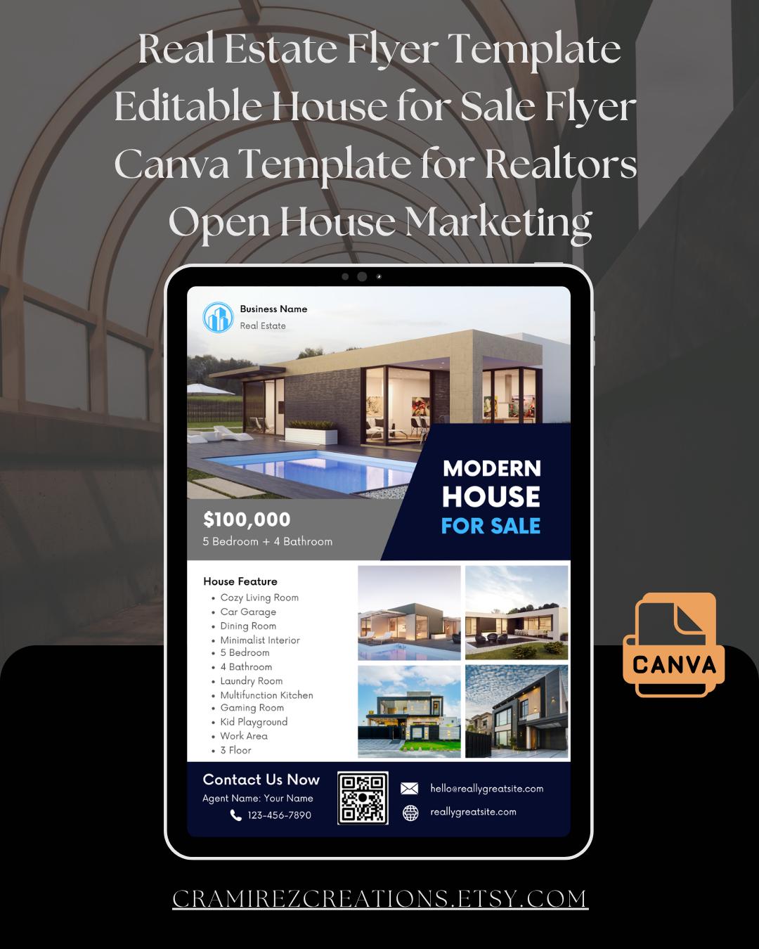 Real Estate Flyer Template | Editable House for Sale Flyer | Canva ...
