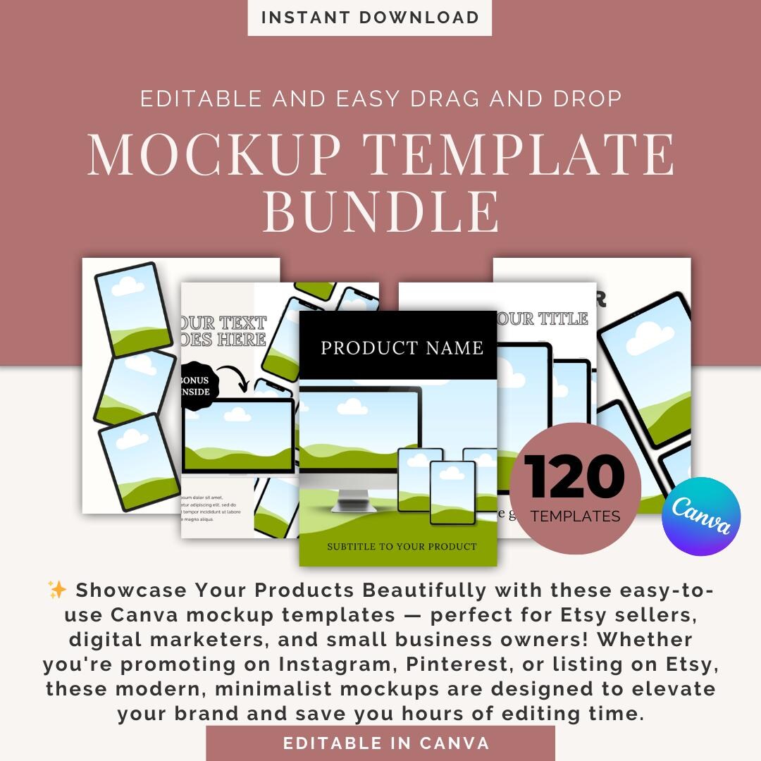Etsy Listing Mockup Templates: Canva Editable Bundle (digital Download ...