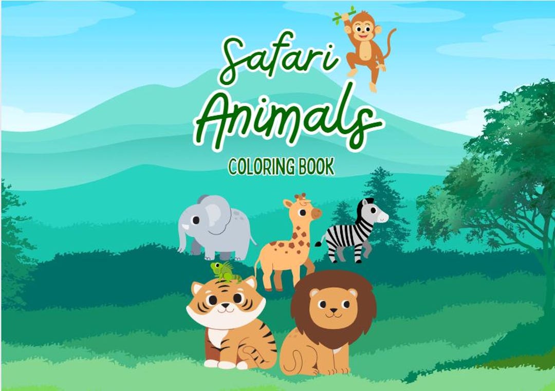 Printable Digital Coloring Book for Kids | Safari Animals Coloring Book ...
