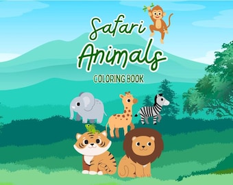 Printable Digital Coloring Book for Kids | Safari Animals Coloring Book | Printable Coloring Page | Busy Book