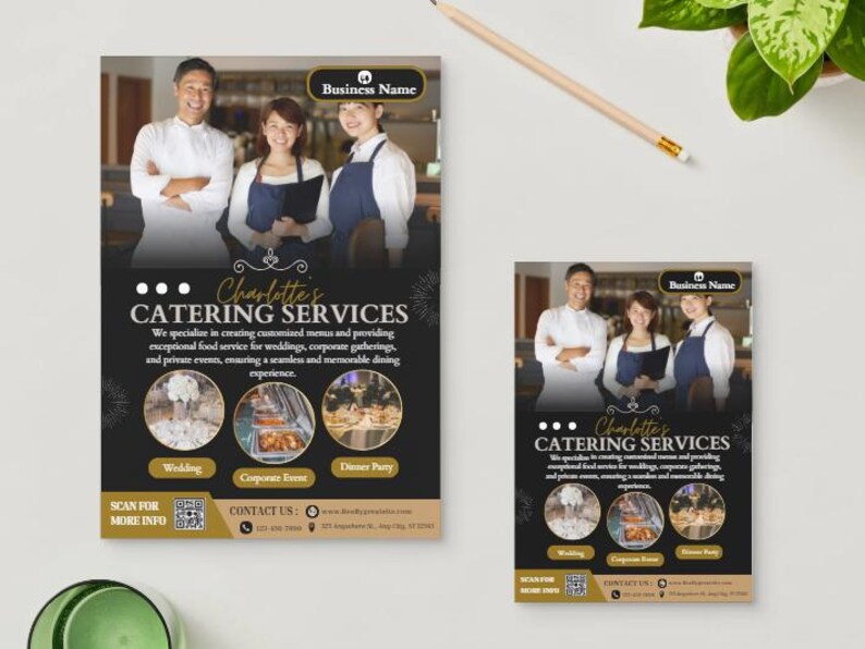 Editable Catering Flyer Template: Restaurant & Event Promotion (canva ...