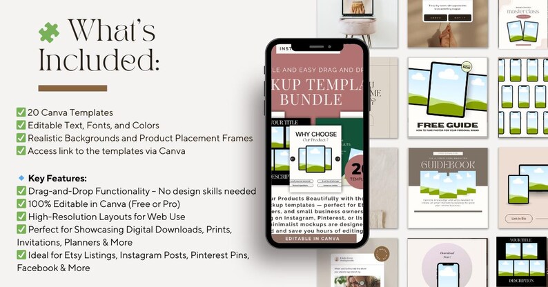 Etsy Listing Mockup Templates: Canva Editable Bundle (digital Download ...