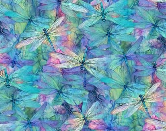 Fantasy Dragonfly Dream CD3205-Dream. Dragonfly Illusion by TT Fabrics Collection. 100% Cotton Fabric by the HalfYard.