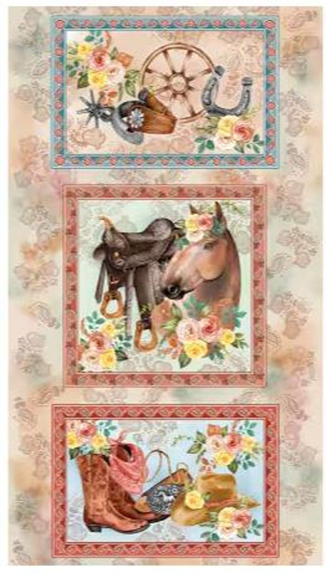 Panel Cowboy Gone Country Fabric Panel: Cowboy Floral Cotton (24x44) - Etsy