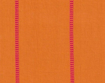 Pomarańczowy materiał w paski kolejowe: barwnik Benartex Yarn Dye. 100% bawełna, sprzedaż na pół jarda.