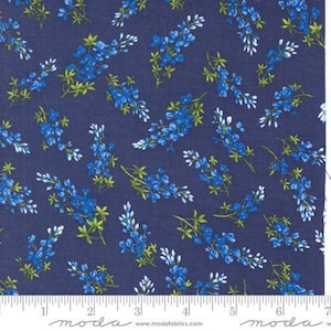Wildflowers 2024 Indigo 33775 12. 100% Cotton Fabric by the Half Yard.