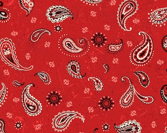 Roter Bandana Stoff: 100% Baumwolle durch den halben Yard.