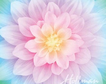 Hoffman Dream Big Floral Panel Opal. 100% Cotton Fabric Panel.