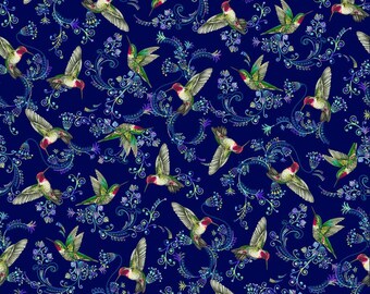 Tela de algodón con estampado floral índigo de Elizabeth Isles